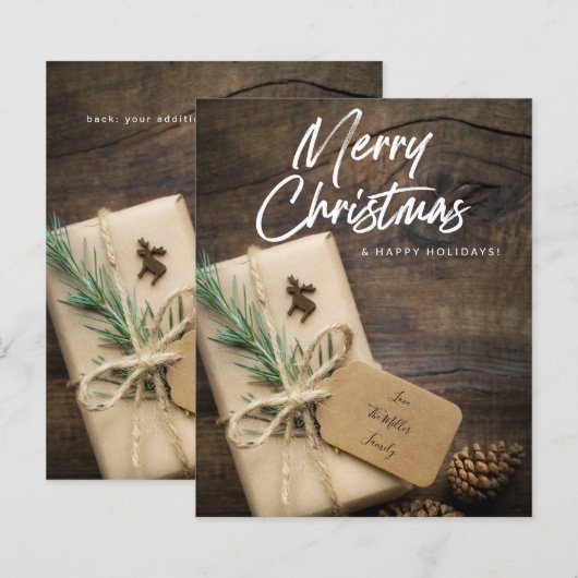 Budget Rustic Reindeer & Cadeau Merry Kerstmis (Voorkant / Achterkant)