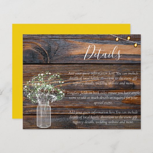 Budget Rustic RSVP-kaarten met baby's adem (Voorkant / Achterkant)
