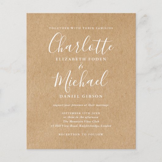 Budget Rustic Script Photo Wedding Invitation (Voorkant)