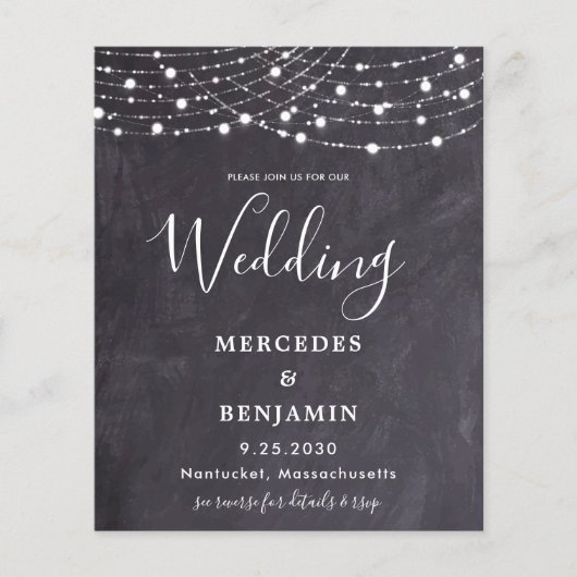 Budget Rustic Slate String Lights QR Code Weddensc (Voorkant)