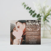 Budget Rustic String Lights Photo Wedding Invite (Staand voorkant)