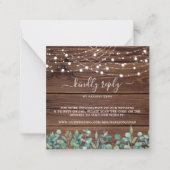 Budget Rustic String Lights QR Code Weddenschap RS Notitiekaartje (Voorkant)