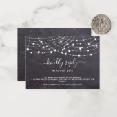 Budget Rustic String Lights QR Code Weddenschap RS Notitiekaartje (Voorkant / Achterkant in situ)