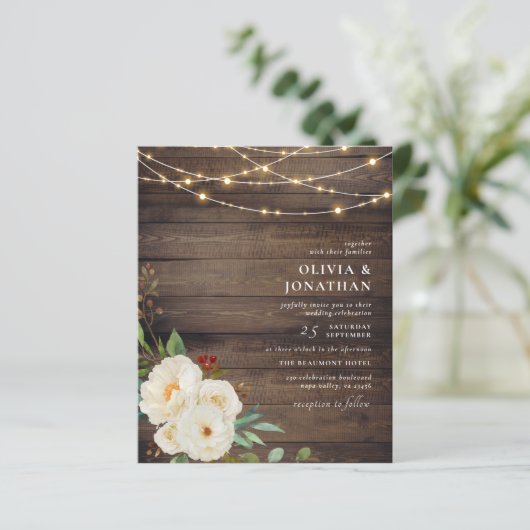 Budget Rustic String Lights & White Peony Wedding (Staand voorkant)