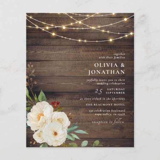Budget Rustic String Lights & White Peony Wedding (Voorkant)
