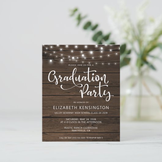 Budget Rustic String Lights Wood Graduparty (Staand voorkant)