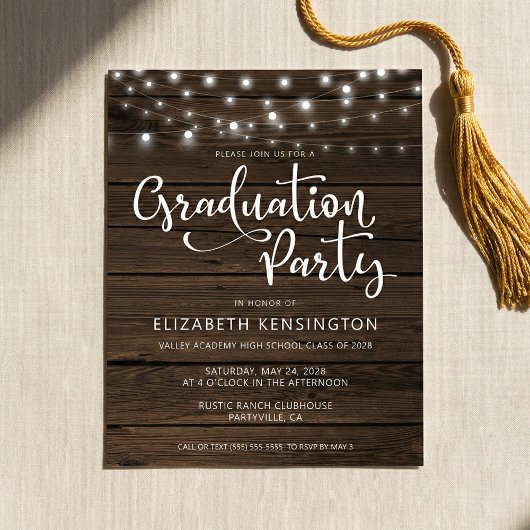 Budget Rustic String Lights Wood Graduparty