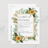 Budget Rustic Sunflower BOHO Greenery Wedding Inv Briefkaart (Voorkant / Achterkant)