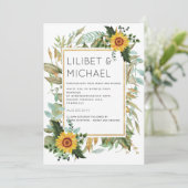 Budget Rustic Sunflower BOHO Greenery Wedding Inv Kaart (Staand voorkant)