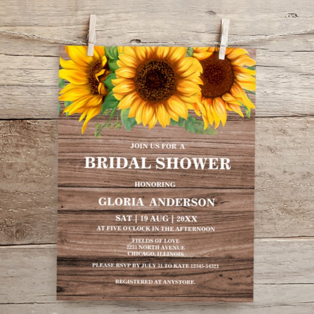 Budget Rustic Sunflower Bridal Shower Uitnodiging (Creator heeft geüpload)