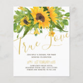 Budget Rustic Sunflower Script Wedding Uitnodiging (Voorkant)