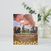 Budget Rustic Sunflower Wedding Invites (Staand voorkant)