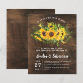 BUDGET Rustic Sunflower Wedding Uitnodiging (Voorkant / Achterkant)