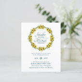 BUDGET Rustic Sunflower Wreath Wedding Invite (Staand voorkant)