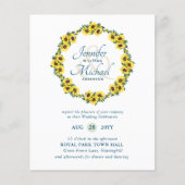 BUDGET Rustic Sunflower Wreath Wedding Invite (Voorkant)