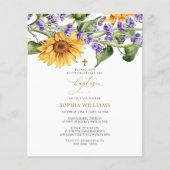 Budget Rustic Sunflowers Baptism Invitation (Voorkant)