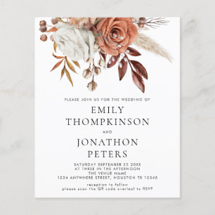 Budget Rustic Terracotta Floral QR Code Weddenscha