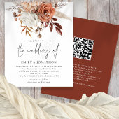Budget Rustic Terracotta Florals QR Code Weddensch Flyer