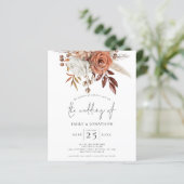 Budget Rustic Terracotta Florals QR Wedding Invite (Staand voorkant)