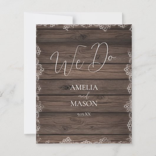 Budget Rustic "We Do" String Lights Wedding Invite (Achterkant)