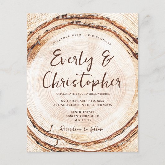 Budget Rustic Wedding Wood snijdt Slice  (Voorkant)