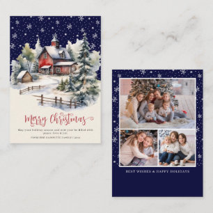 Budget Rustic Winter 3 Foto's Prettig Kerstfeest Notitiekaartje