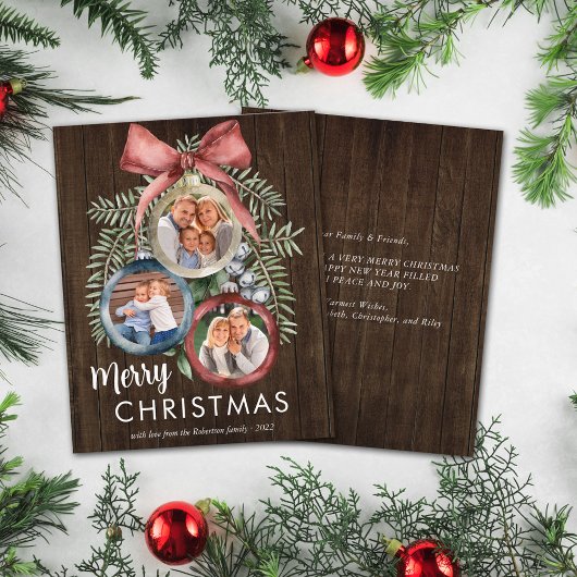 Budget Rustic Wood 3 Fotokerstsierkaartje