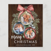 Budget Rustic Wood 3 Photo Carte d'ornement de Noë (Devant)