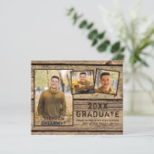 Budget Rustic Wood Afstuderen 4 Foto aankondiging (Staand voorkant)