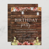 Budget Rustic Wood Autumn Sunflower 30th Birthday (Voorkant / Achterkant)