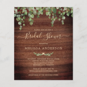 Budget Rustic Wood Greenery Bridal Uitnodiging