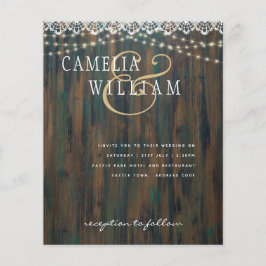 BUDGET RUSTIC WOOD LIGHTS LACE Wedding Invite Flyer