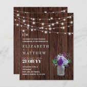 Budget Rustic Wood Paars Mint Wedding Invites (Voorkant / Achterkant)