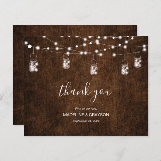 BUDGET Rustic Wood String Lights Hartelijk dank (Voorkant / Achterkant)