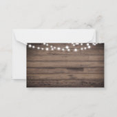 Budget Rustic Wood String Lights Wedding RSVP Kaar Notitiekaartje (Achterkant)