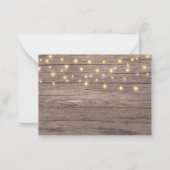 Budget Rustic Wood String Lights Wedding RSVP Kaar Notitiekaartje (Achterkant)
