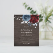 Budget Rustic Wooden Floral Wedding Uitnodiging (Staand voorkant)
