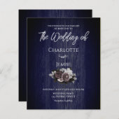 Budget Rustic Wooden Floral Wedding Uitnodiging (Voorkant / Achterkant)