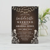 Budget Rustic Woodsy Light Lace Bachelorette Party Kaart (Staand voorkant)