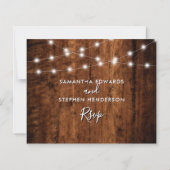 Budget Rustiek Hout & String Lights Wedding RSVP (Achterkant)