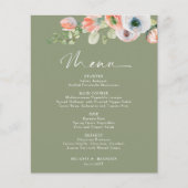 Budget Rustieke Bloemsalie Groen Trouwmenu (Voorkant)