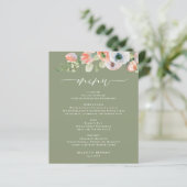 Budget Rustieke Bloemsalie Groen Trouwmenu (Staand voorkant)