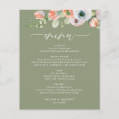 Budget Rustieke Bloemsalie Groen Trouwmenu (Voorkant)