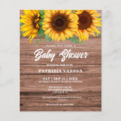 Budget rustieke Herfst houten zonnebloem Baby show (Voorkant)