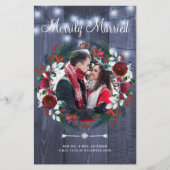 Budget rustieke Kerstmis pasgetrouwden foto vakant Flyer (Voorkant)