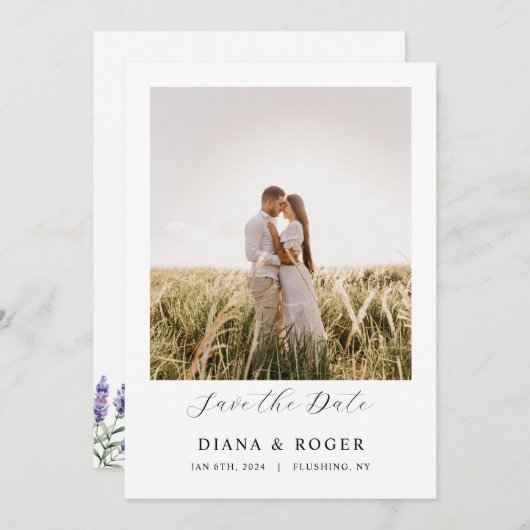 Budget Rustieke Lavendel Save The Date (Voorkant / Achterkant)