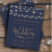 Budget Rustieke Navy String Lights RSVP Bruiloft