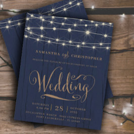 Budget Rustieke Navy String Lights RSVP Bruiloft