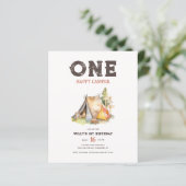 Budget rustieke One Happy Camper 1st Verjaardag Ui (Staand voorkant)