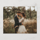 Budget rustieke script bruiloft foto dank u kaart (Achterkant)